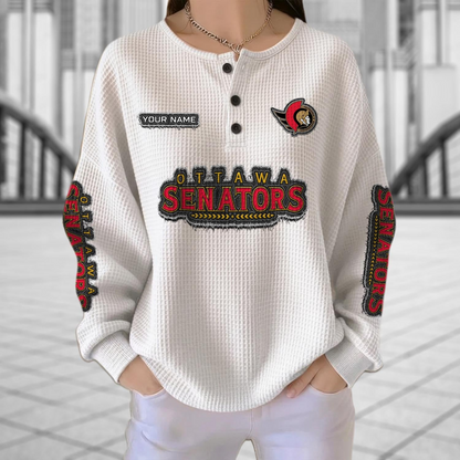 OTT x NHL Personalized Waffle Knit Henley Sweatshirt 2005 DatND DVT
