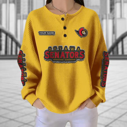 OTT x NHL Personalized Waffle Knit Henley Sweatshirt 2005 DatND DVT