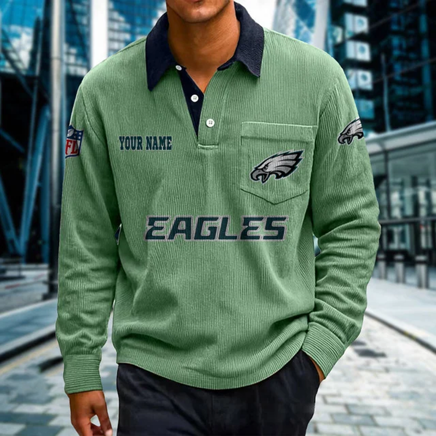 PHI X Premium NFL Corduroy color-blocked long-sleeved shirt NDT NHT