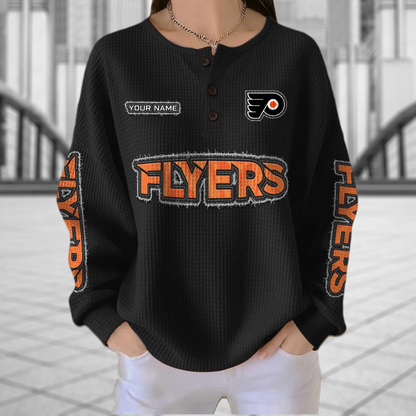 PHI x NHL Personalized Waffle Knit Henley Sweatshirt 2005 DatND DVT