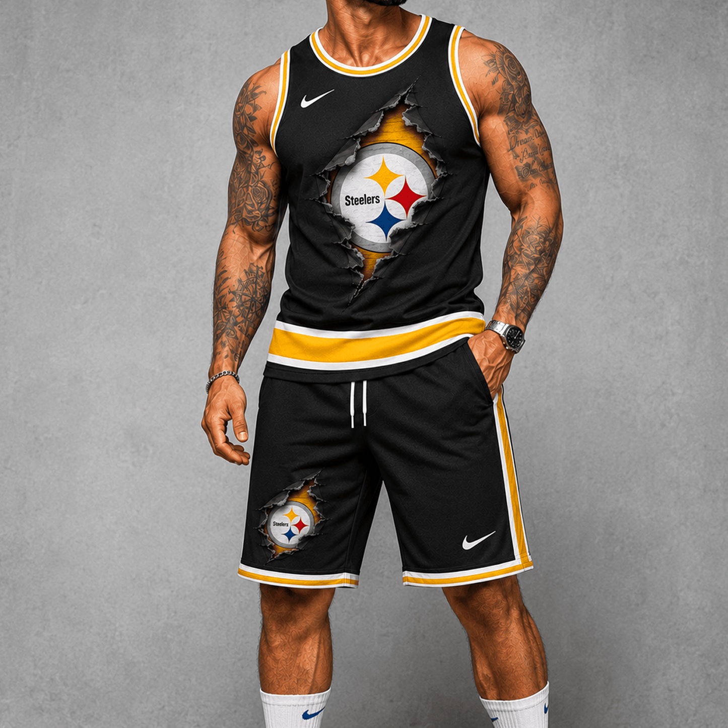 PIT Premium NFL Game Day Football Fan Tank Top and Shorts Set 1706