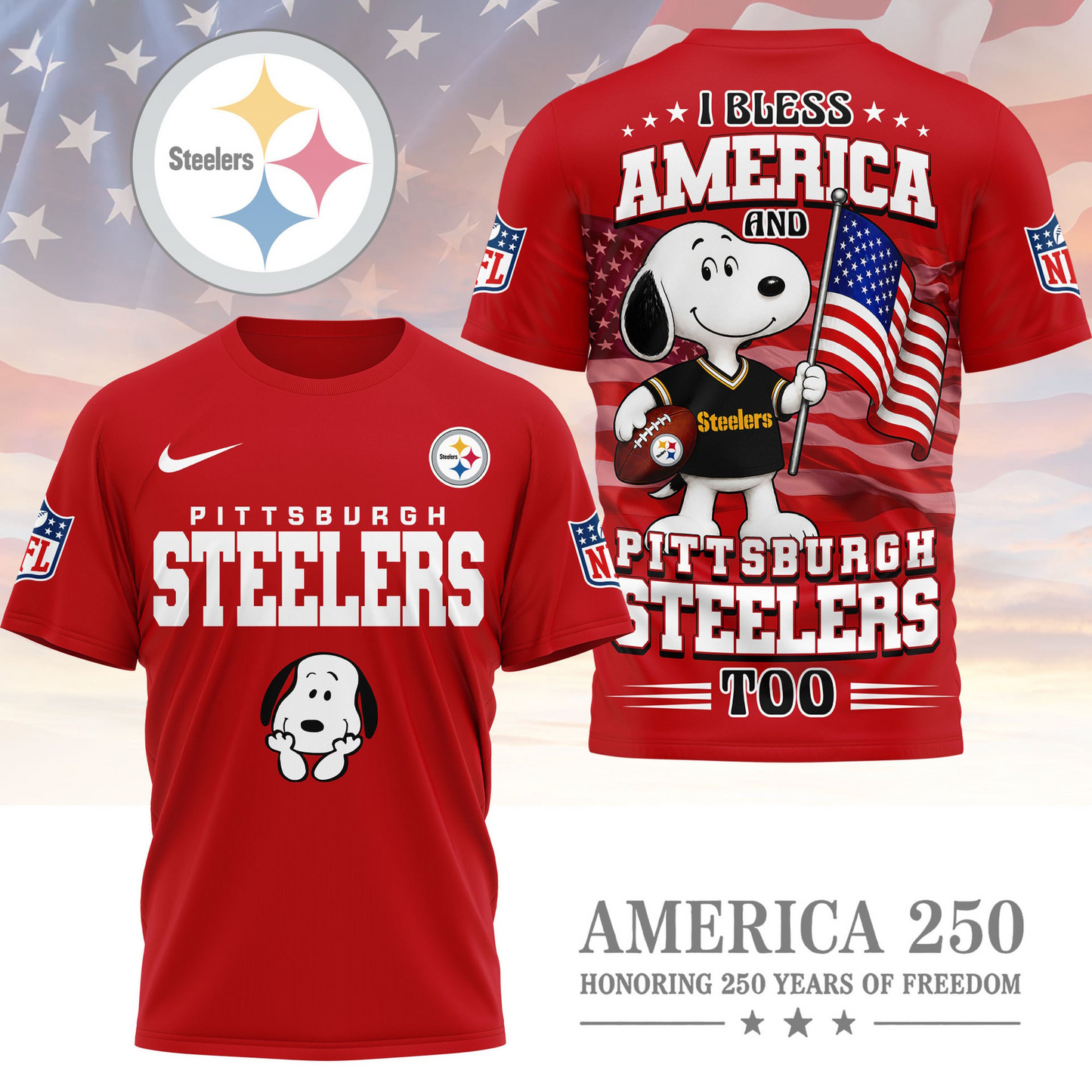 PIT Premium NFL Snoopy America 250 3D Shirt 1706
