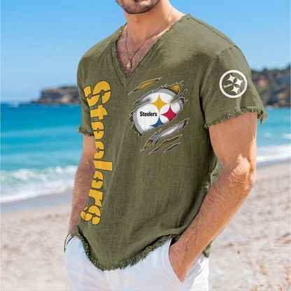 PIT x NFL V-Neck Linen Beach Shirt 1905 DatND DVT