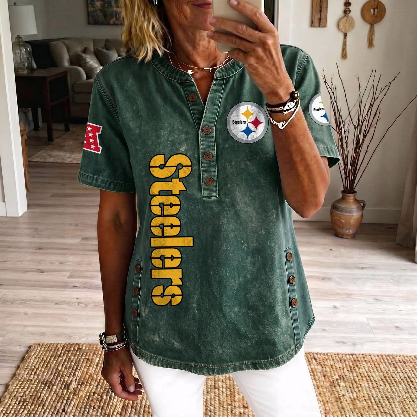 PIT x NFL Womenƒ??s Denim Casual Tops DATND LBN 190526