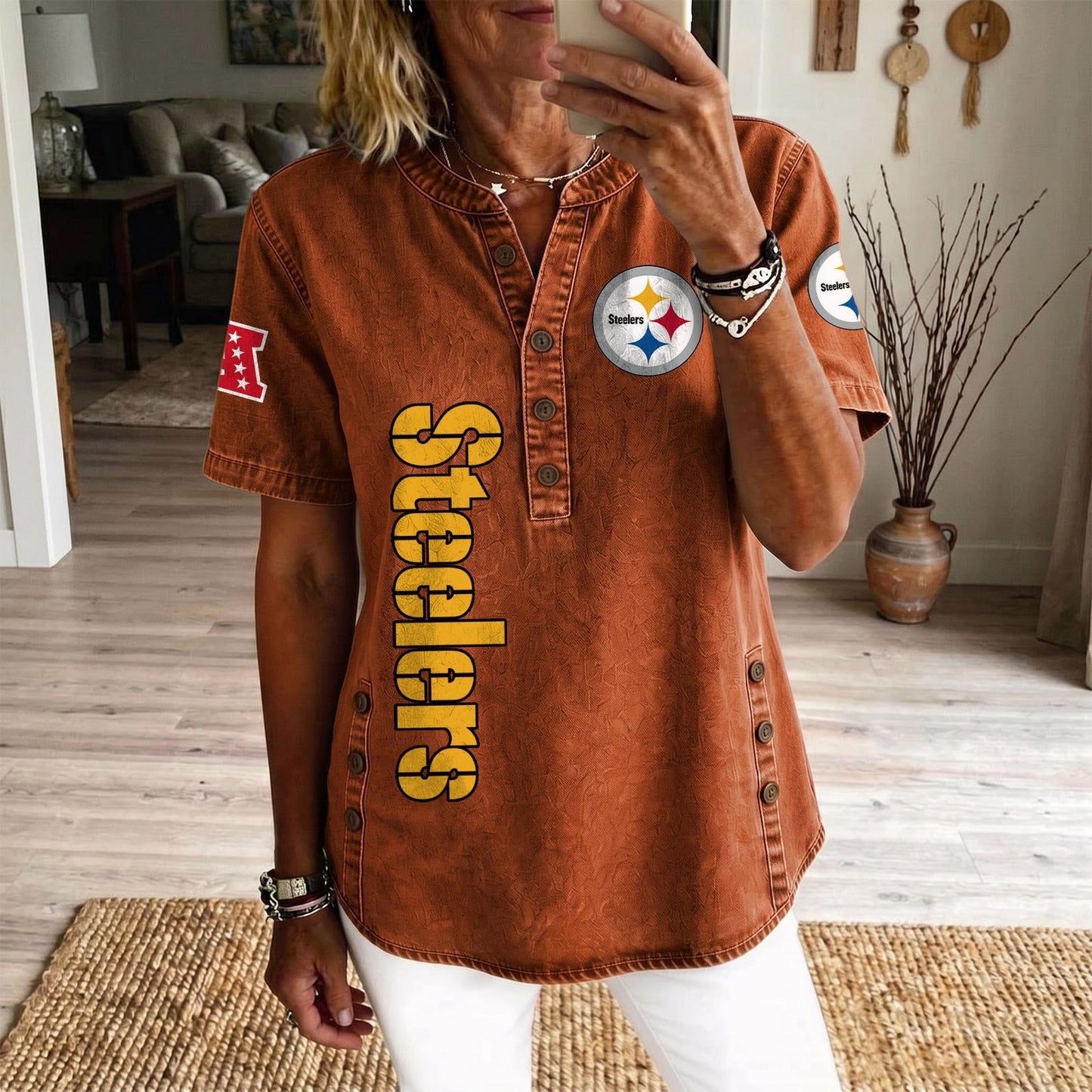 PIT x NFL Womenƒ??s Denim Casual Tops DATND LBN 190526