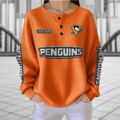 PIT x NHL Personalized Waffle Knit Henley Sweatshirt 2005 DatND DVT