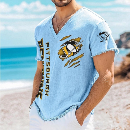 PIT x NHL V-Neck Linen Beach Shirt 1905 DatND DVT