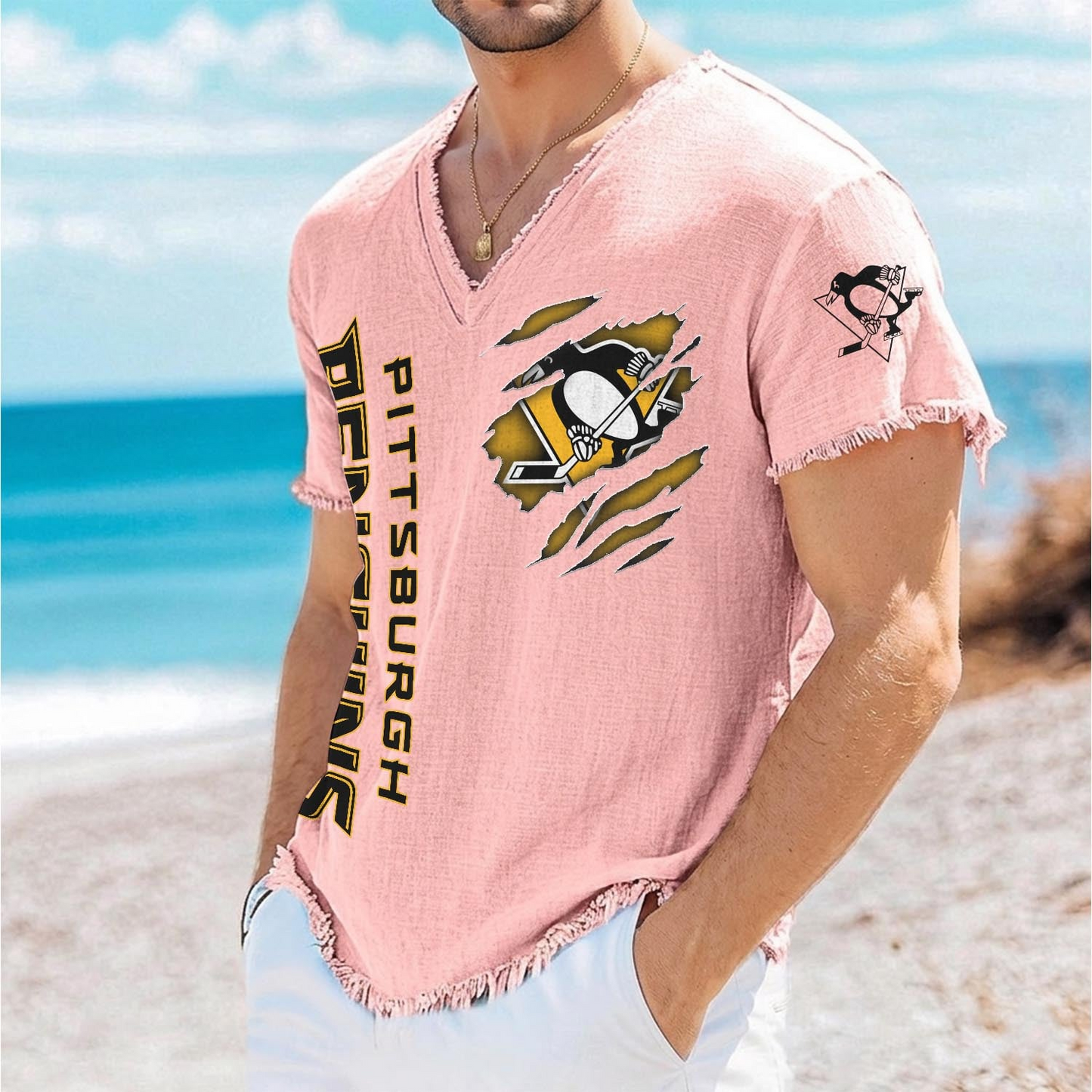 PIT x NHL V-Neck Linen Beach Shirt 1905 DatND DVT