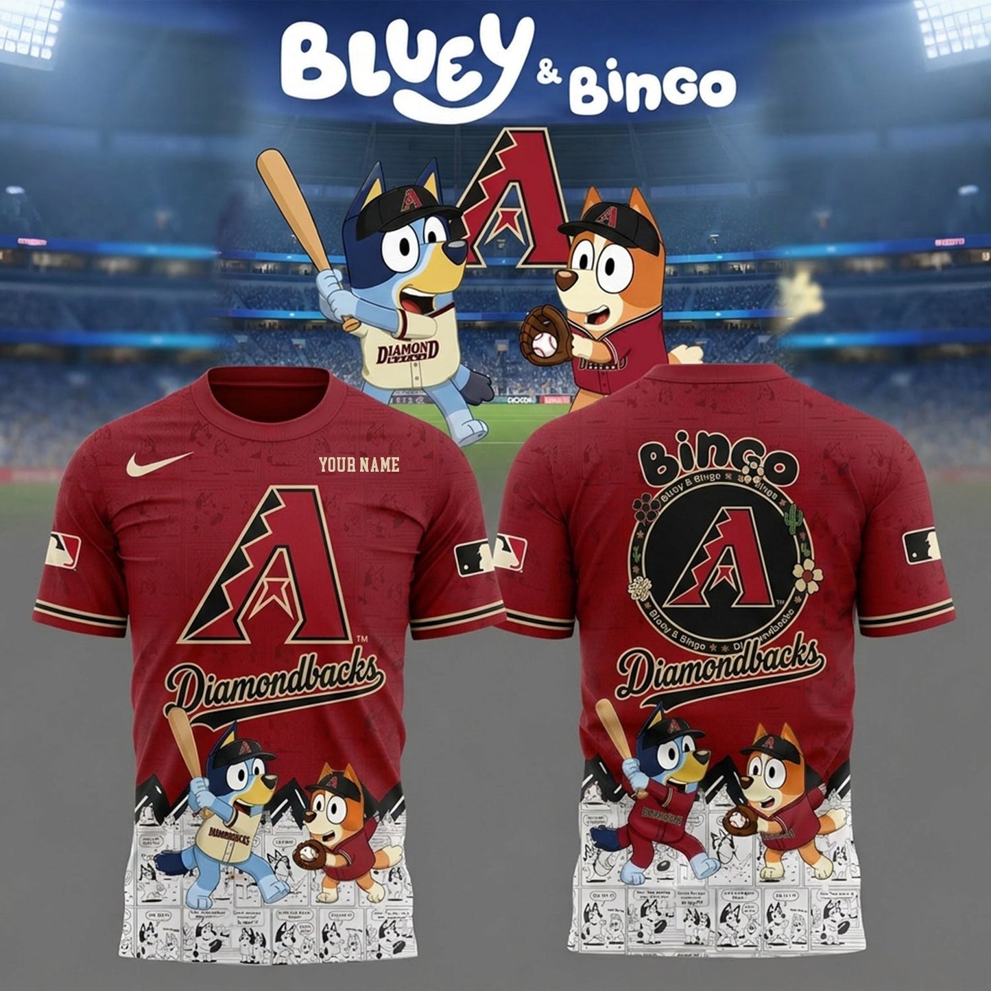 PREMIUM MLB X AD Bluey & Bingo Comic Shirt NDT NHM 260526