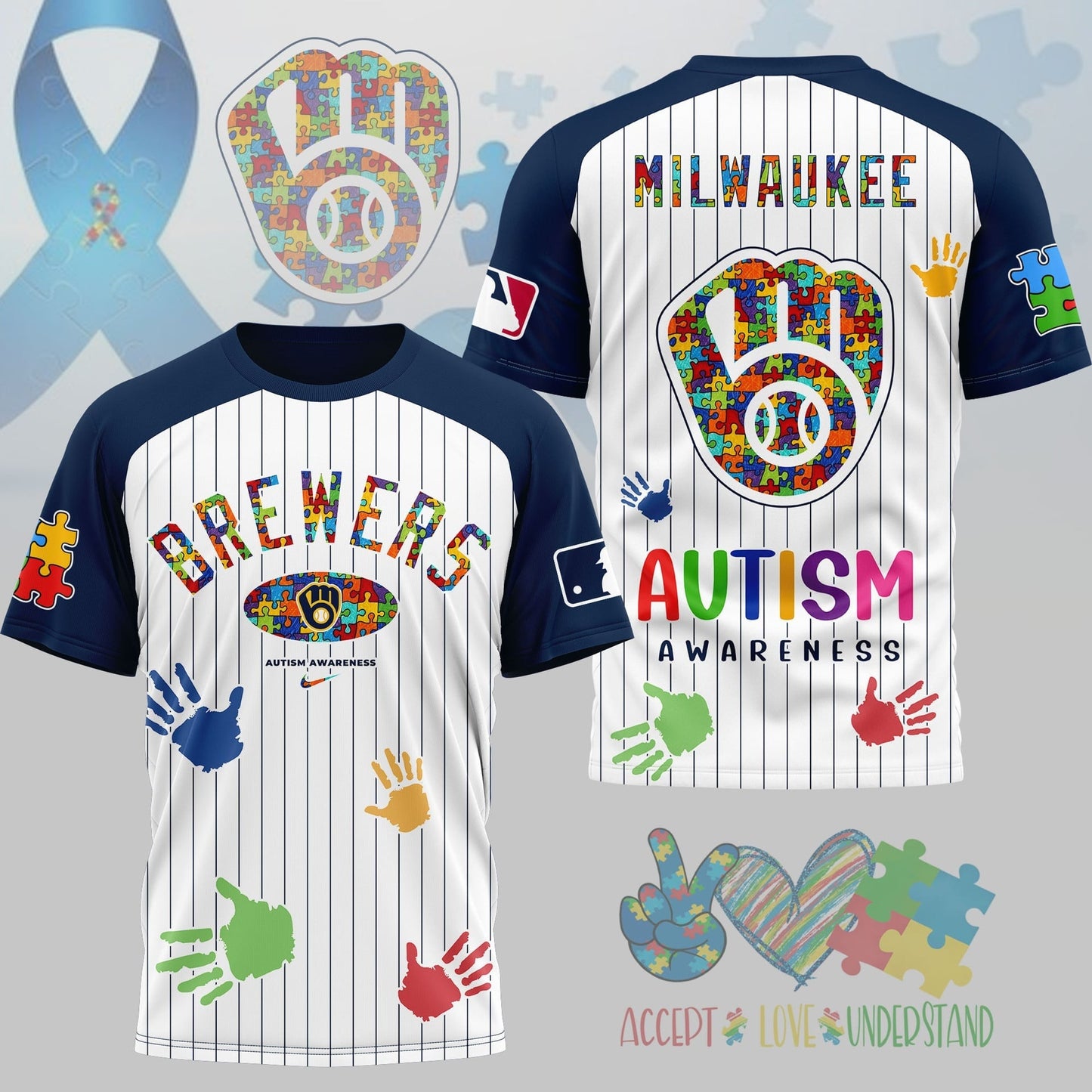 PREMIUM MLB X MB Autism Support 3D Shirt Limited Editions NDT NHM 080426