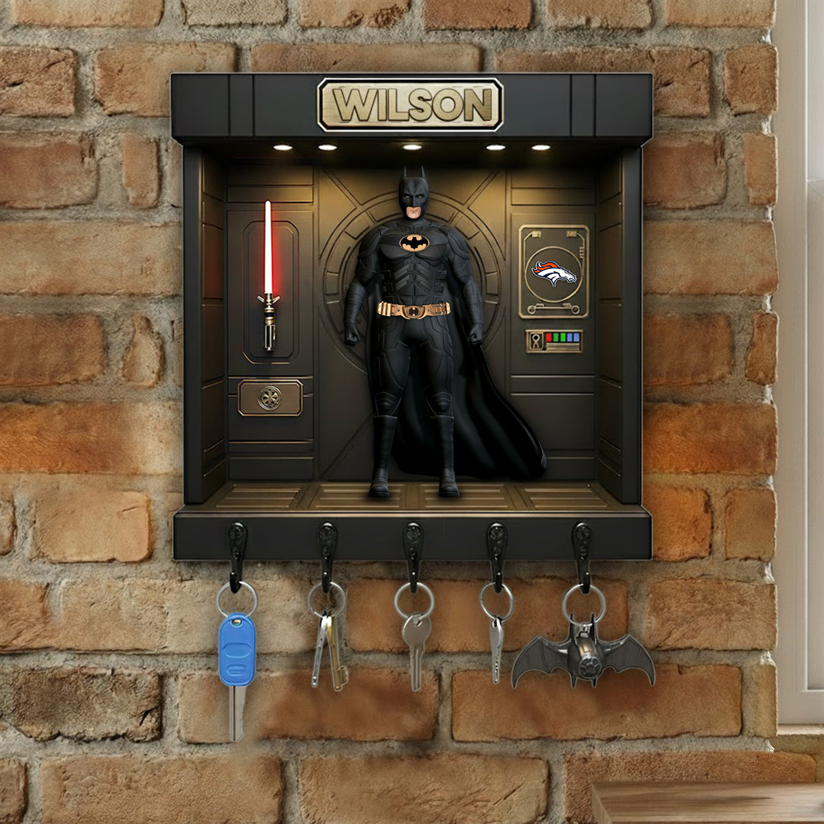 PREMIUM NFL DEN X BATMAN Wood Key Hanger - Personalized Gifts For Cosmic Lovers NDT NHM