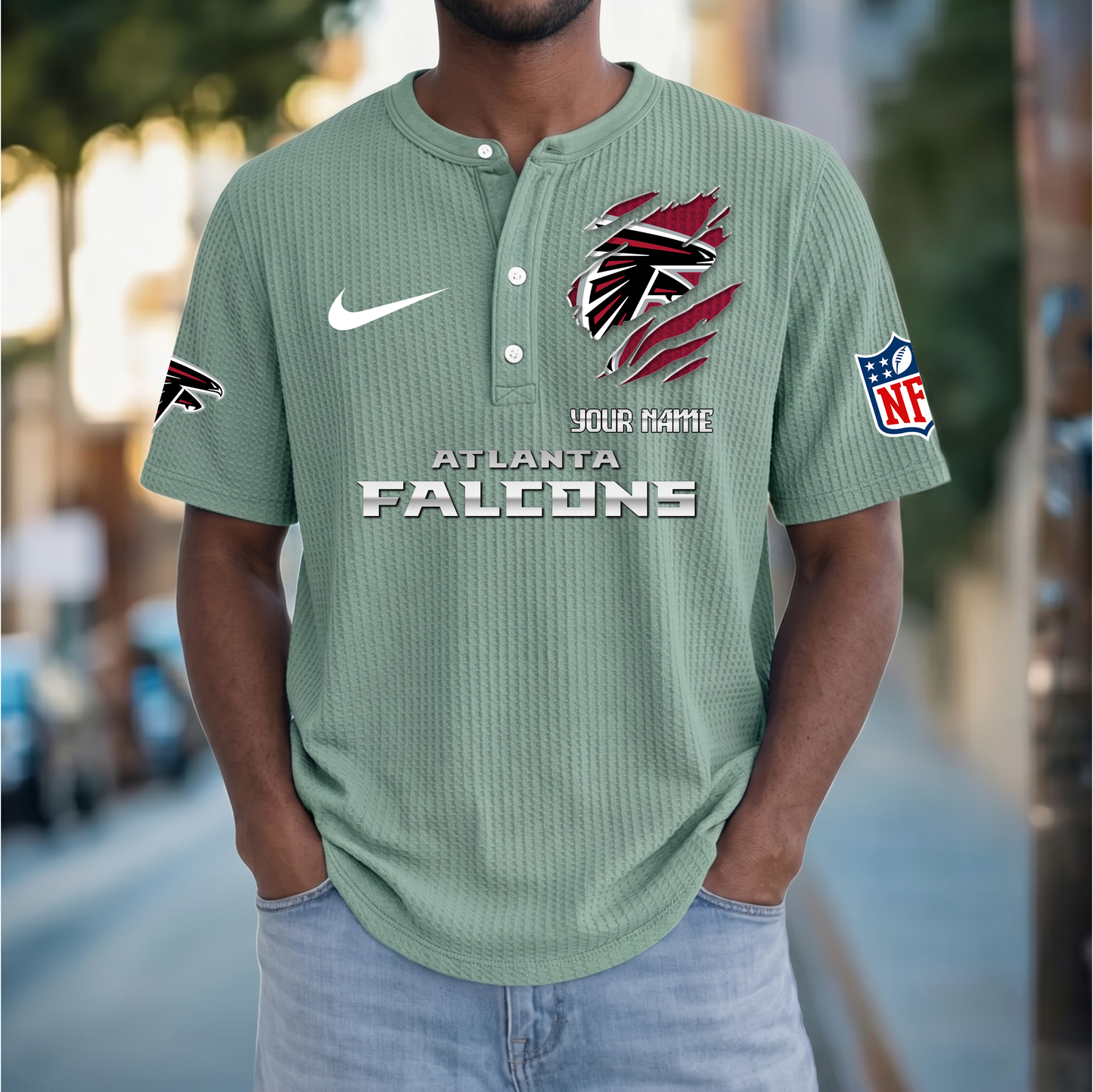 PREMIUM NFL  X  AF Crew neck button Henry Shirt Limited Editions NDT VHM 230426