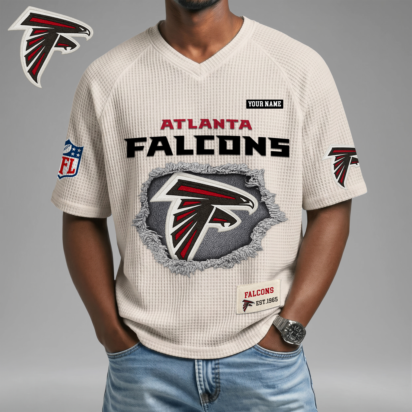 PREMIUM NFL X AF Game Day Waffle V-neck T-shirt 110626