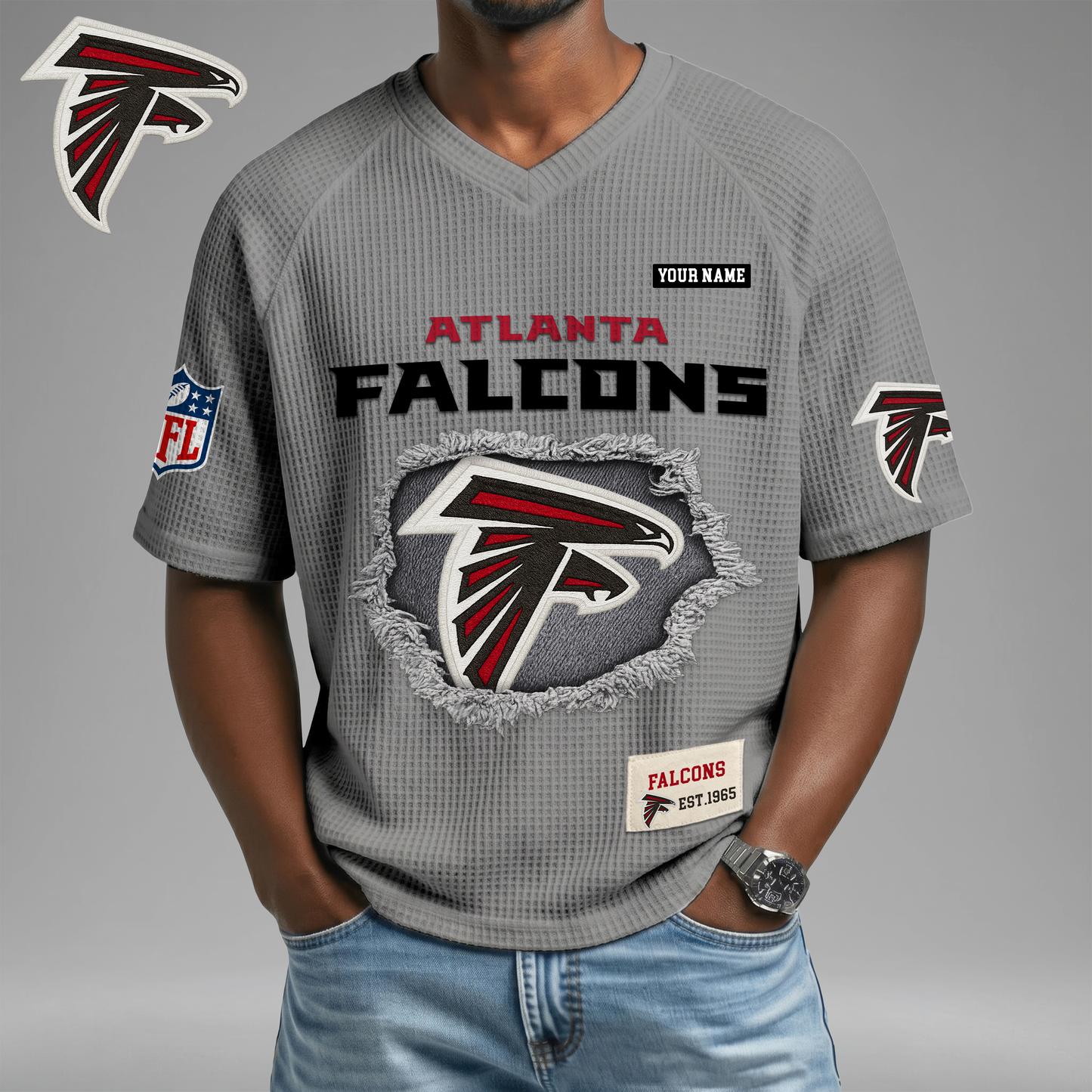 PREMIUM NFL X AF Game Day Waffle V-neck T-shirt 110626