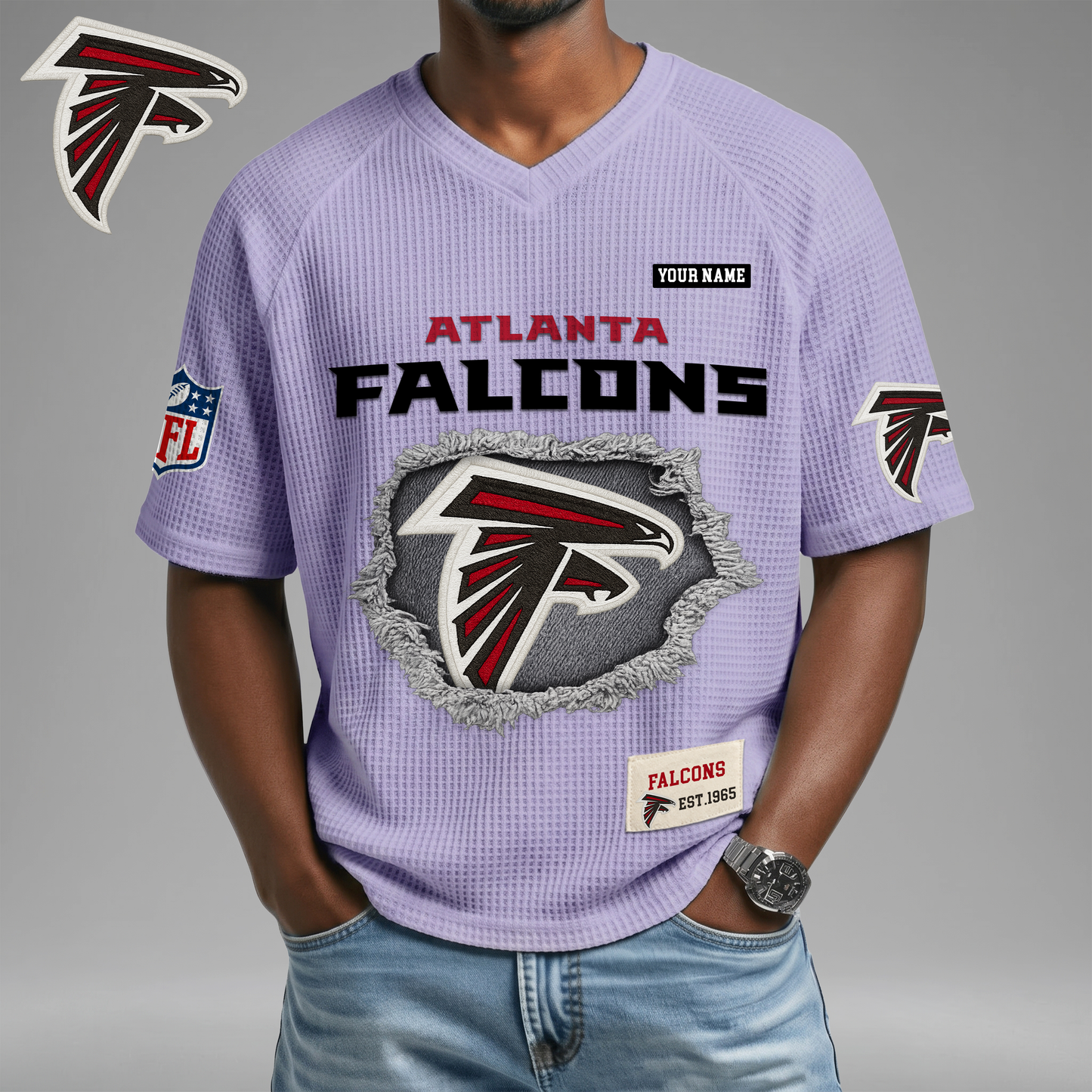 PREMIUM NFL X AF Game Day Waffle V-neck T-shirt 110626