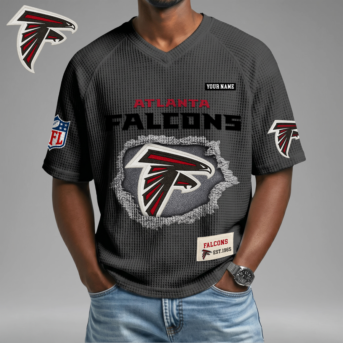 PREMIUM NFL X AF Game Day Waffle V-neck T-shirt 110626
