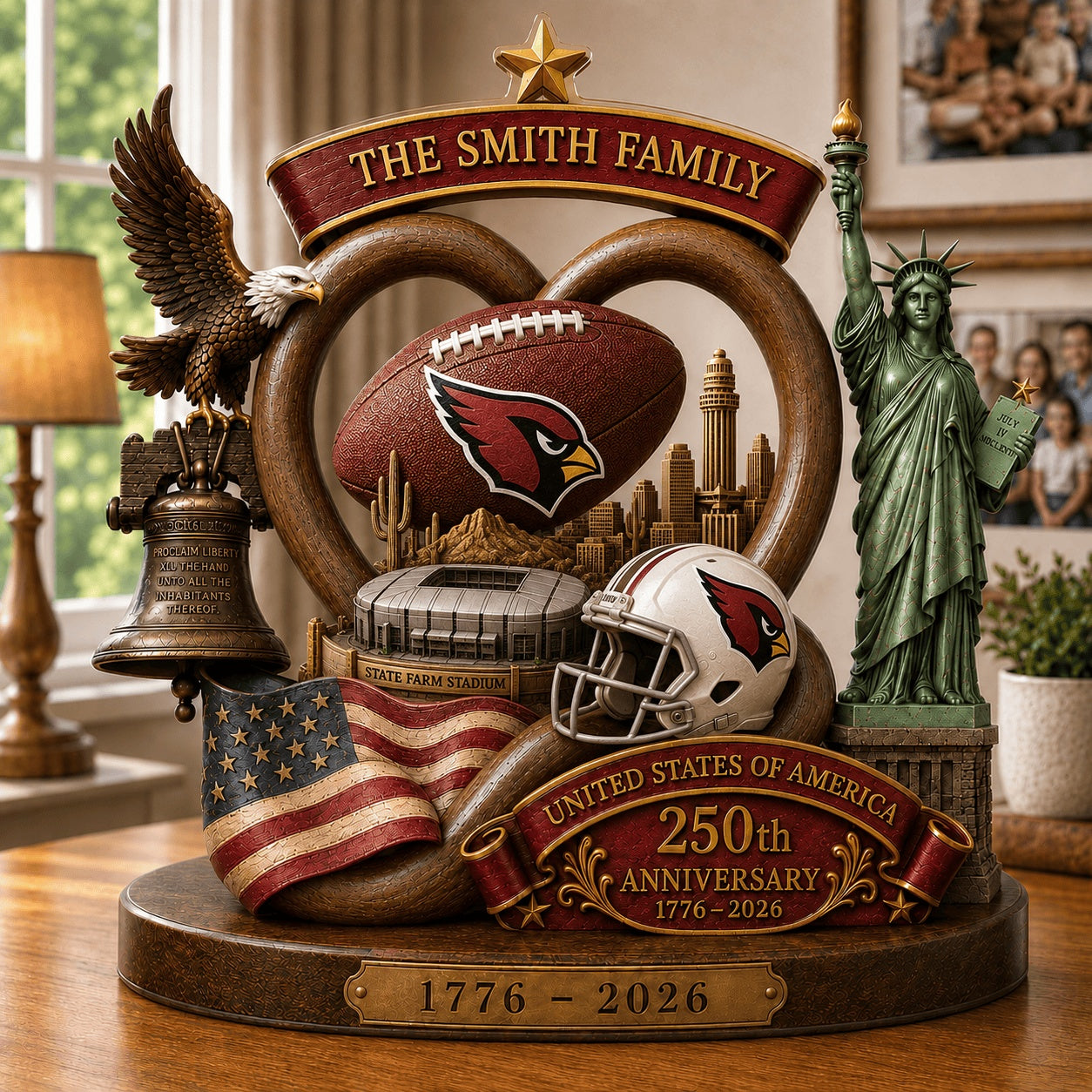 PREMIUM NFL X ARI Team Mix 250th Anniversary Acrylic Block Plaque Custom Name  120626