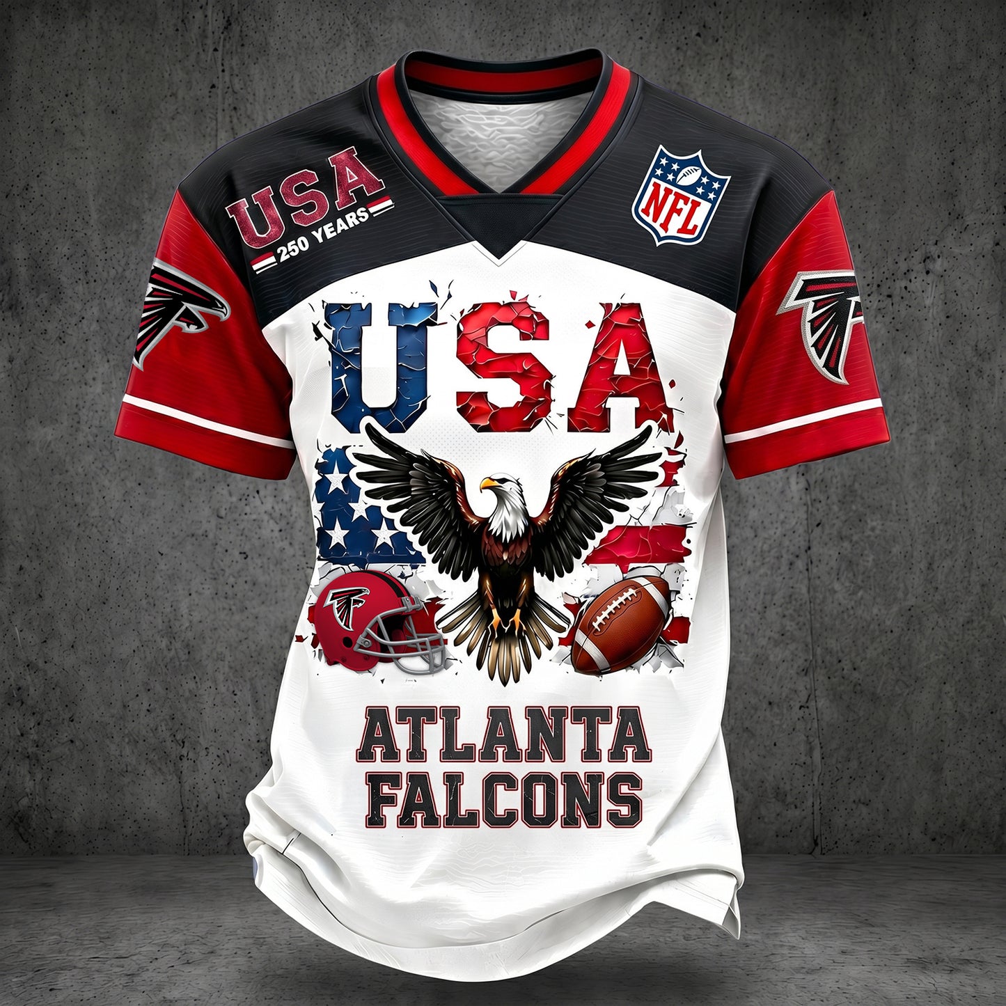 PREMIUM NFL X ATL LUXURY V-Neck 250 Years Of T- Shirt 160626