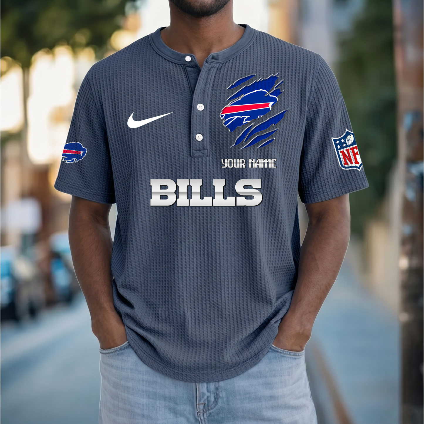 PREMIUM NFL  X  BB Crew neck button Henry Shirt Limited Editions NDT VHM 230426