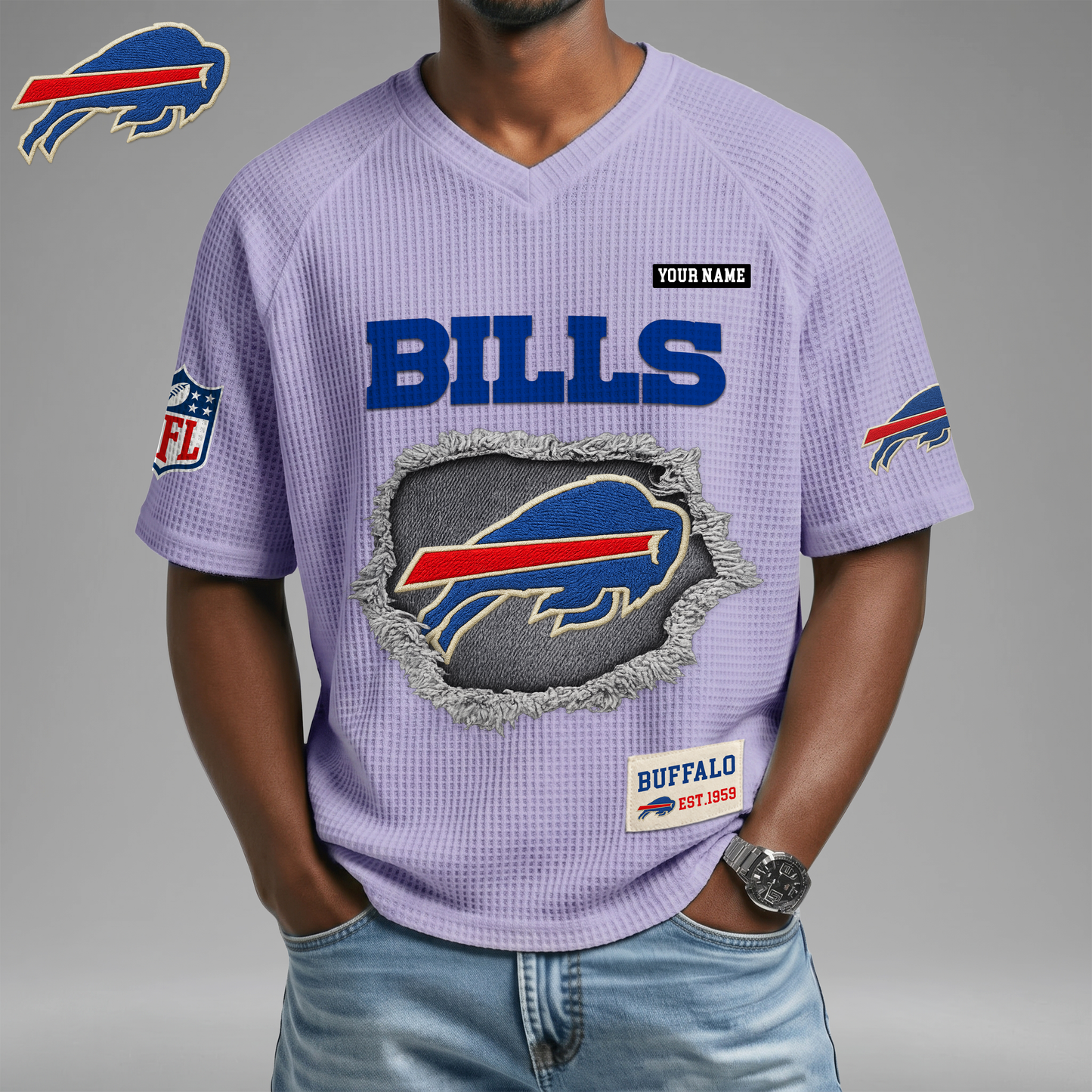 PREMIUM NFL X BB Game Day Waffle V-neck T-shirt 110626