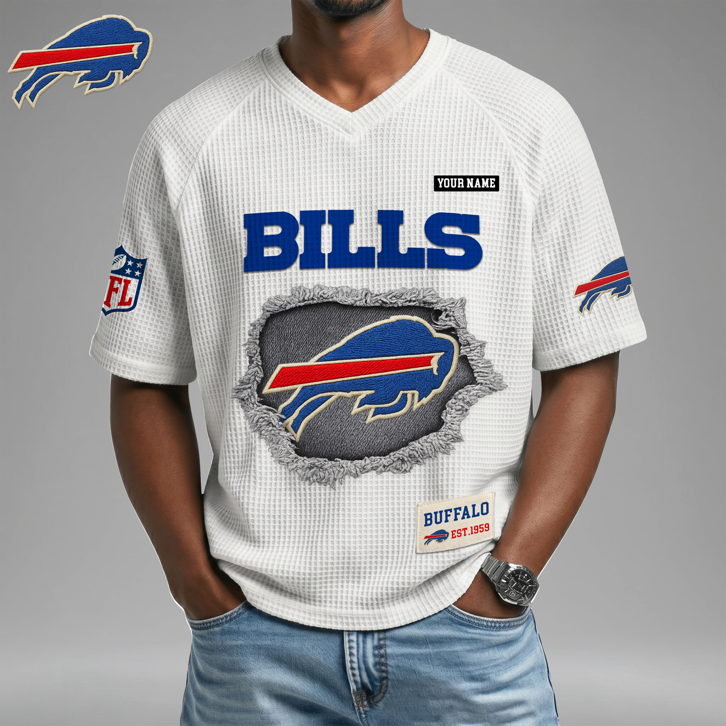 PREMIUM NFL X BB Game Day Waffle V-neck T-shirt 110626