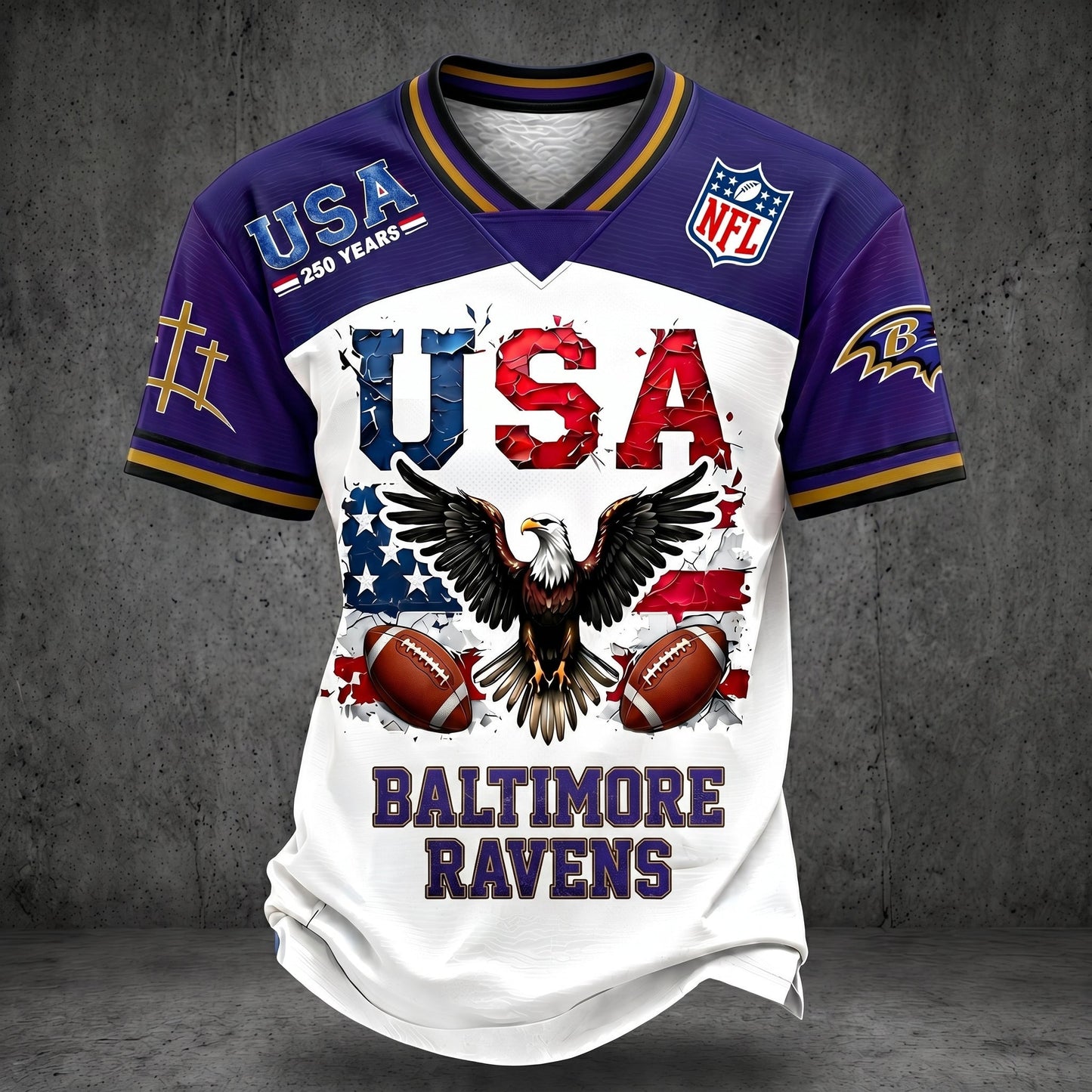 PREMIUM NFL X BR 250TH anniversary LUXURY V-Neck T- Shirt 130626
