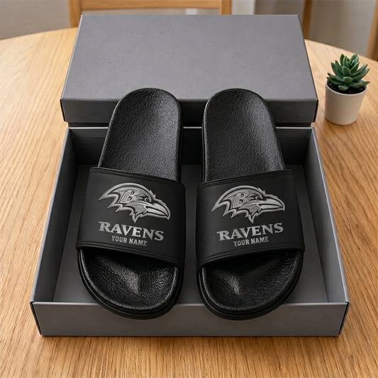 PREMIUM NFL X BR New Black Slippers All Size Custom Name FOR SUMMER HOLIDAY NDT VHM 160626