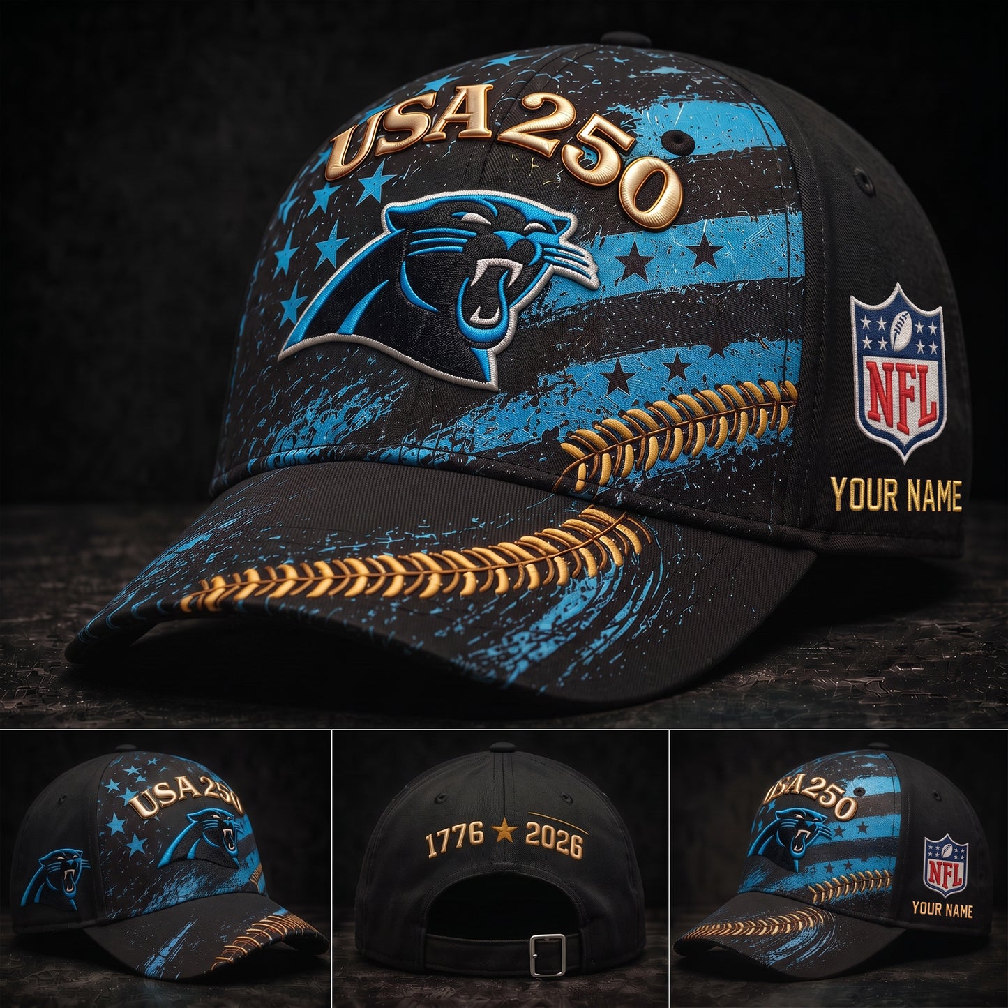 PREMIUM NFL X CAR GAMEDAY EXCLUSIVE PERSONALIZED 250 YEAR ANNIVERSARY CAP 010726