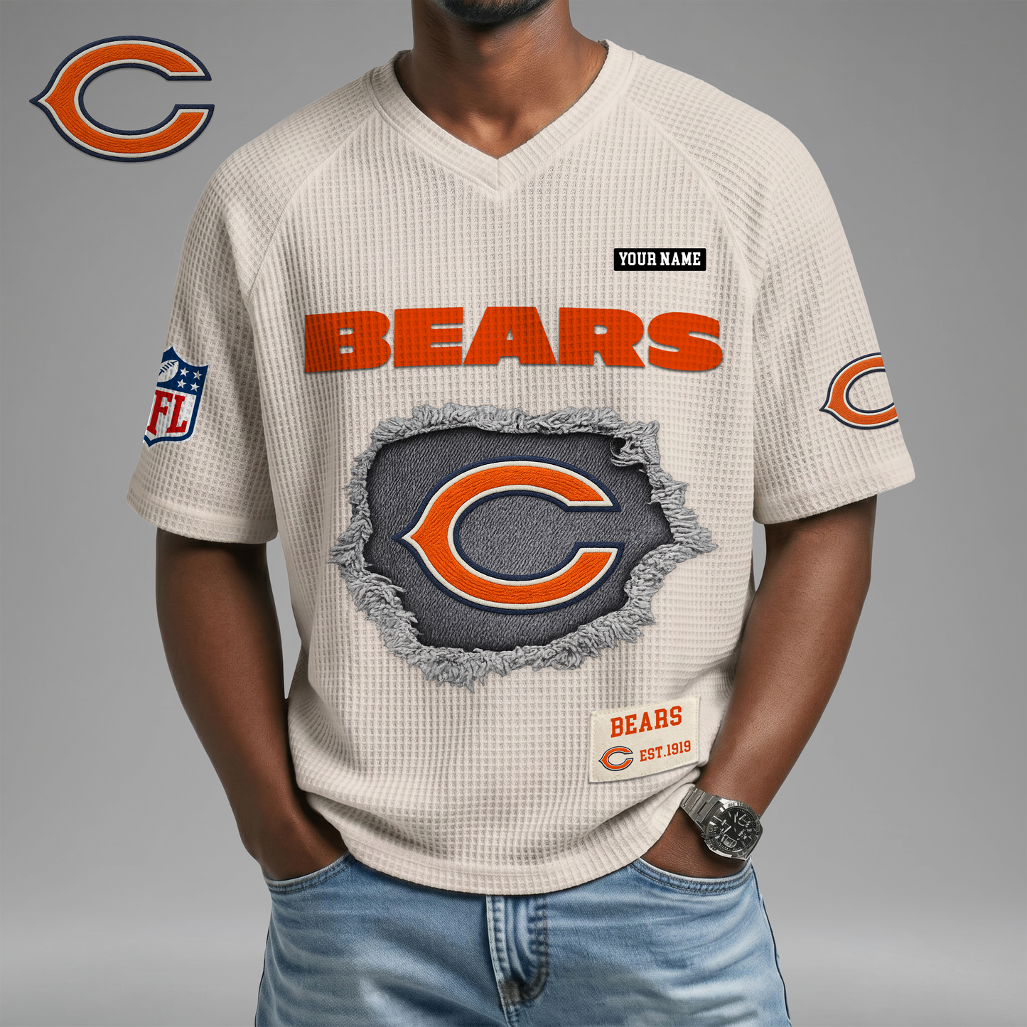 PREMIUM NFL X CB Game Day Waffle V-neck T-shirt 110626