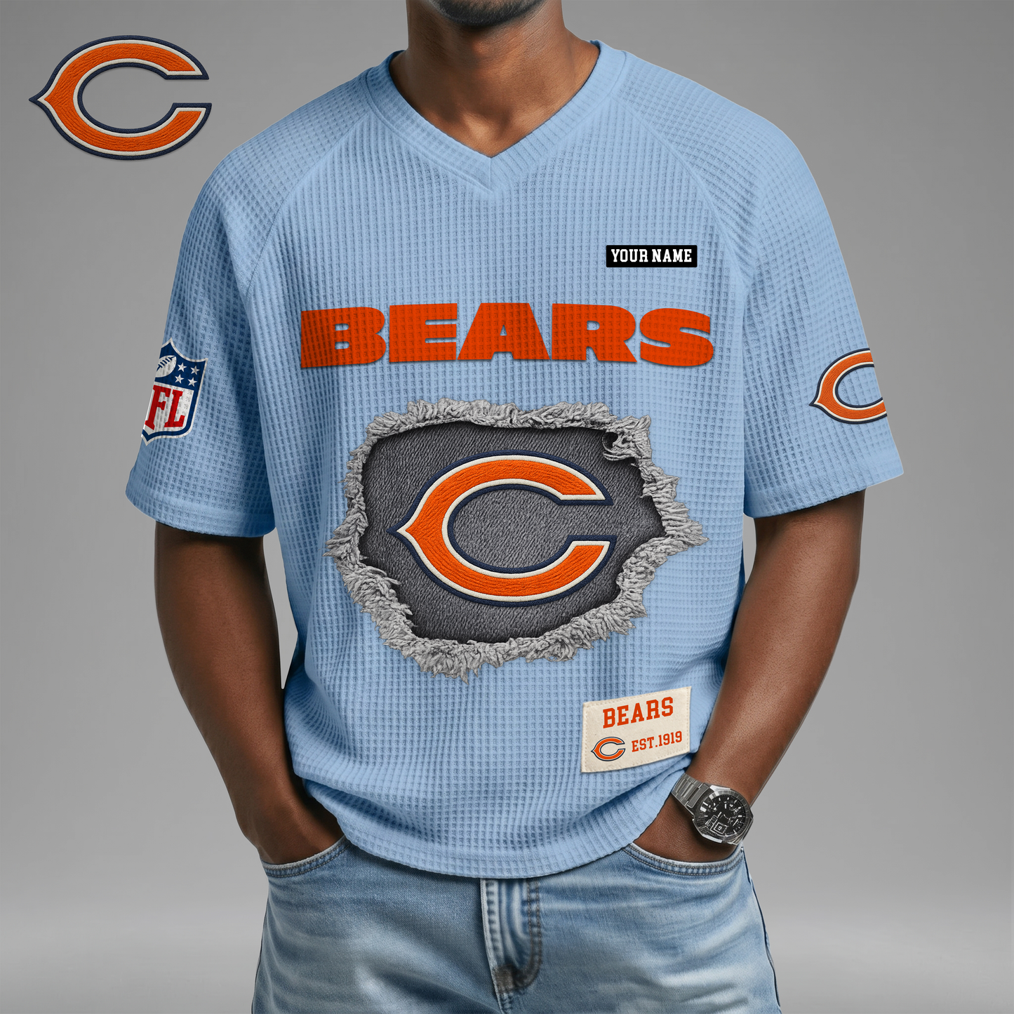 PREMIUM NFL X CB Game Day Waffle V-neck T-shirt 110626