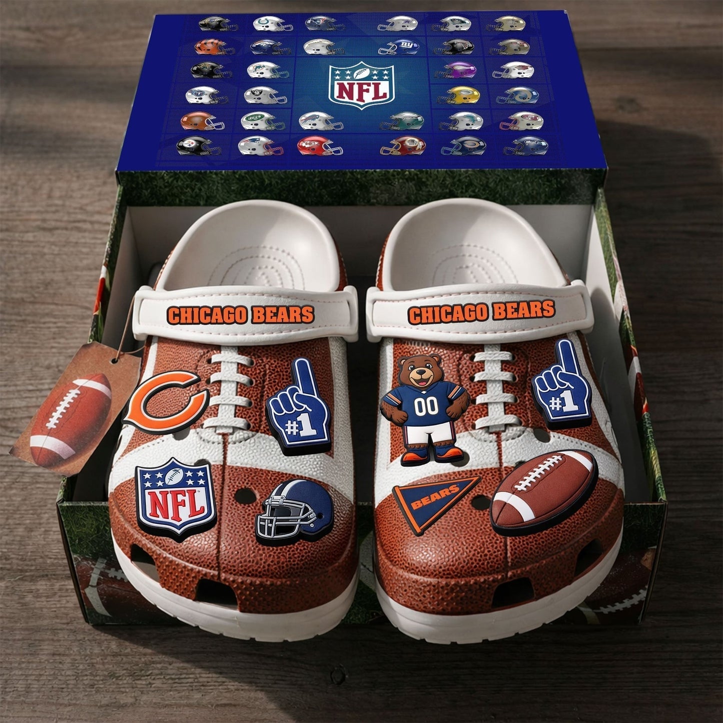PREMIUM NFL X CHI CLOGS WITH CHARMS NDT NHM