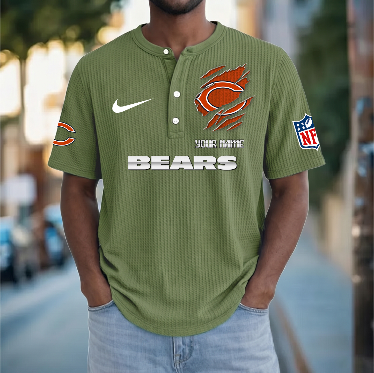 PREMIUM NFL  X  CHI Crew neck button Henry Shirt Limited Editions NDT VHM 230426