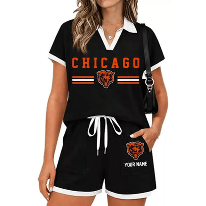 PREMIUM NFL X CHI Retro Athletic Contrast Polo Set FOR SUMMER HOLIDAY NDT NHM 100626