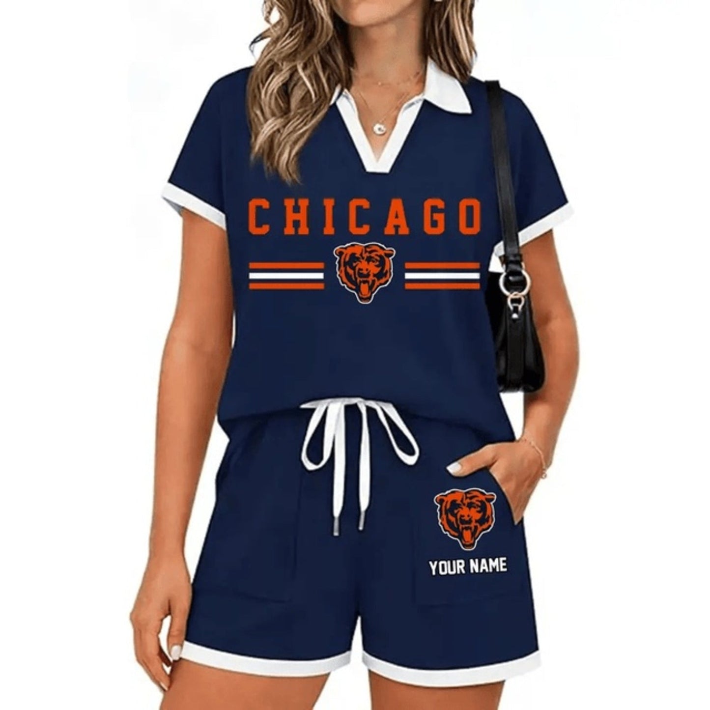 PREMIUM NFL X CHI Retro Athletic Contrast Polo Set FOR SUMMER HOLIDAY NDT NHM 100626