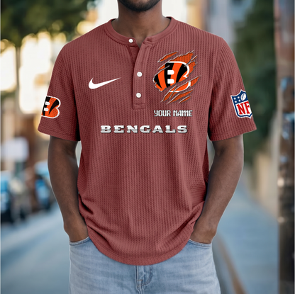 PREMIUM NFL  X  CIN Crew neck button Henry Shirt Limited Editions NDT VHM 230426