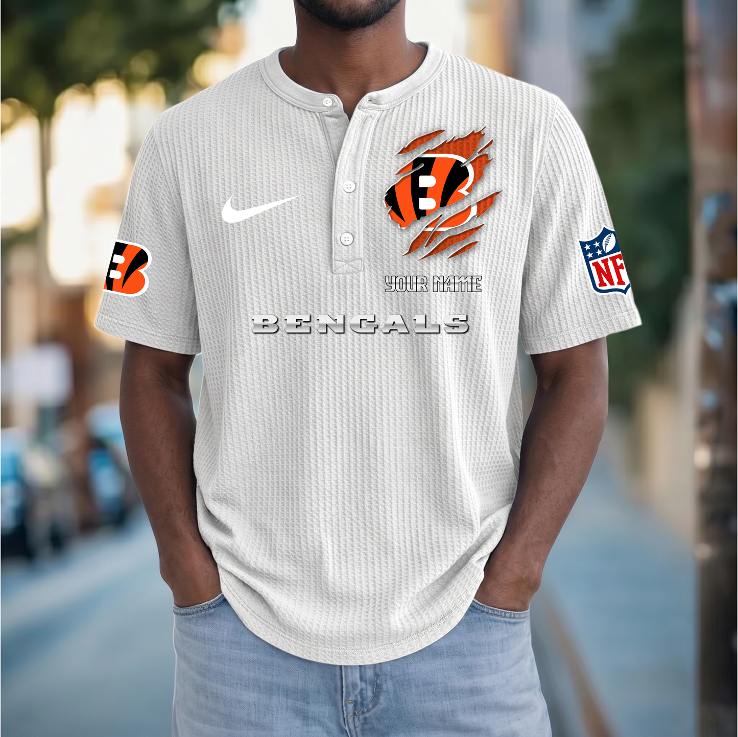 PREMIUM NFL  X  CIN Crew neck button Henry Shirt Limited Editions NDT VHM 230426