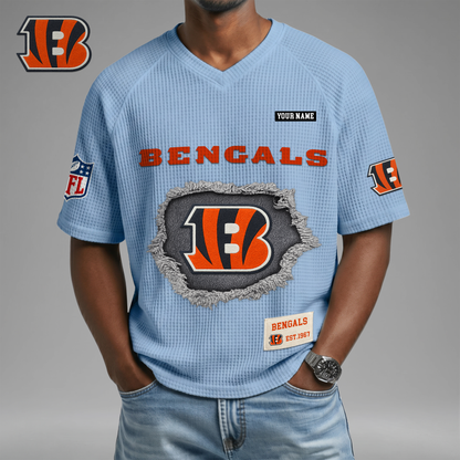 PREMIUM NFL X CIN Game Day Waffle V-neck T-shirt 110626
