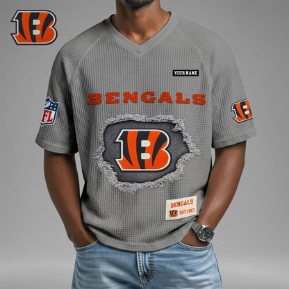 PREMIUM NFL X CIN Game Day Waffle V-neck T-shirt 110626