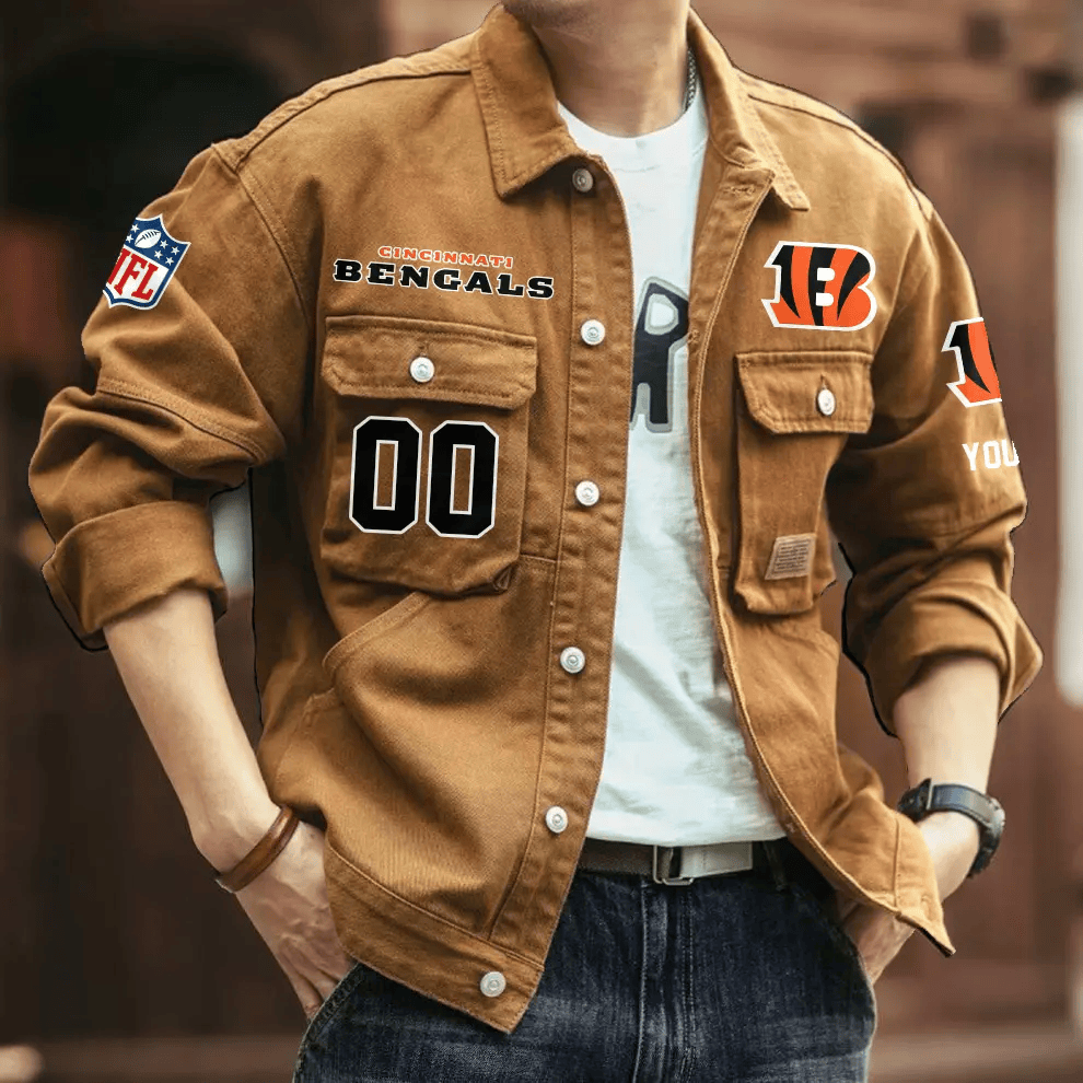 PREMIUM NFL X CIN Men's Denim Autumn Jackets NDT VHM 090626
