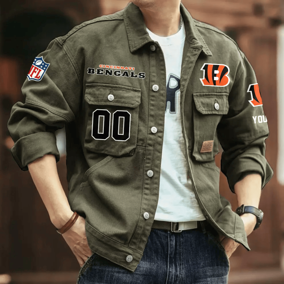 PREMIUM NFL X CIN Men's Denim Autumn Jackets NDT VHM 090626