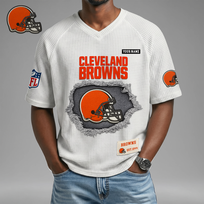 PREMIUM NFL X CLE Game Day Waffle V-neck T-shirt 110626