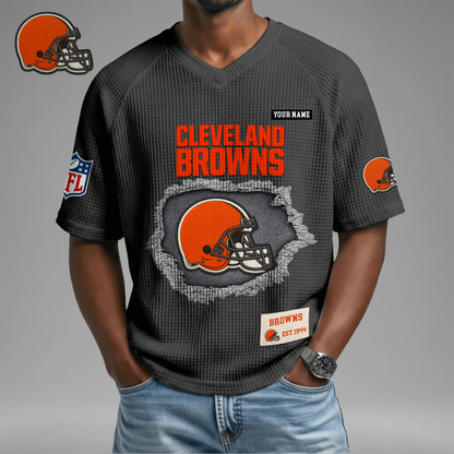 PREMIUM NFL X CLE Game Day Waffle V-neck T-shirt 110626