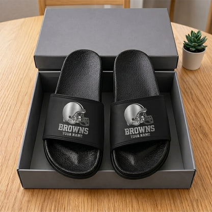 PREMIUM NFL X CLE New Black Slippers All Size Custom Name FOR SUMMER HOLIDAY NDT VHM 160626