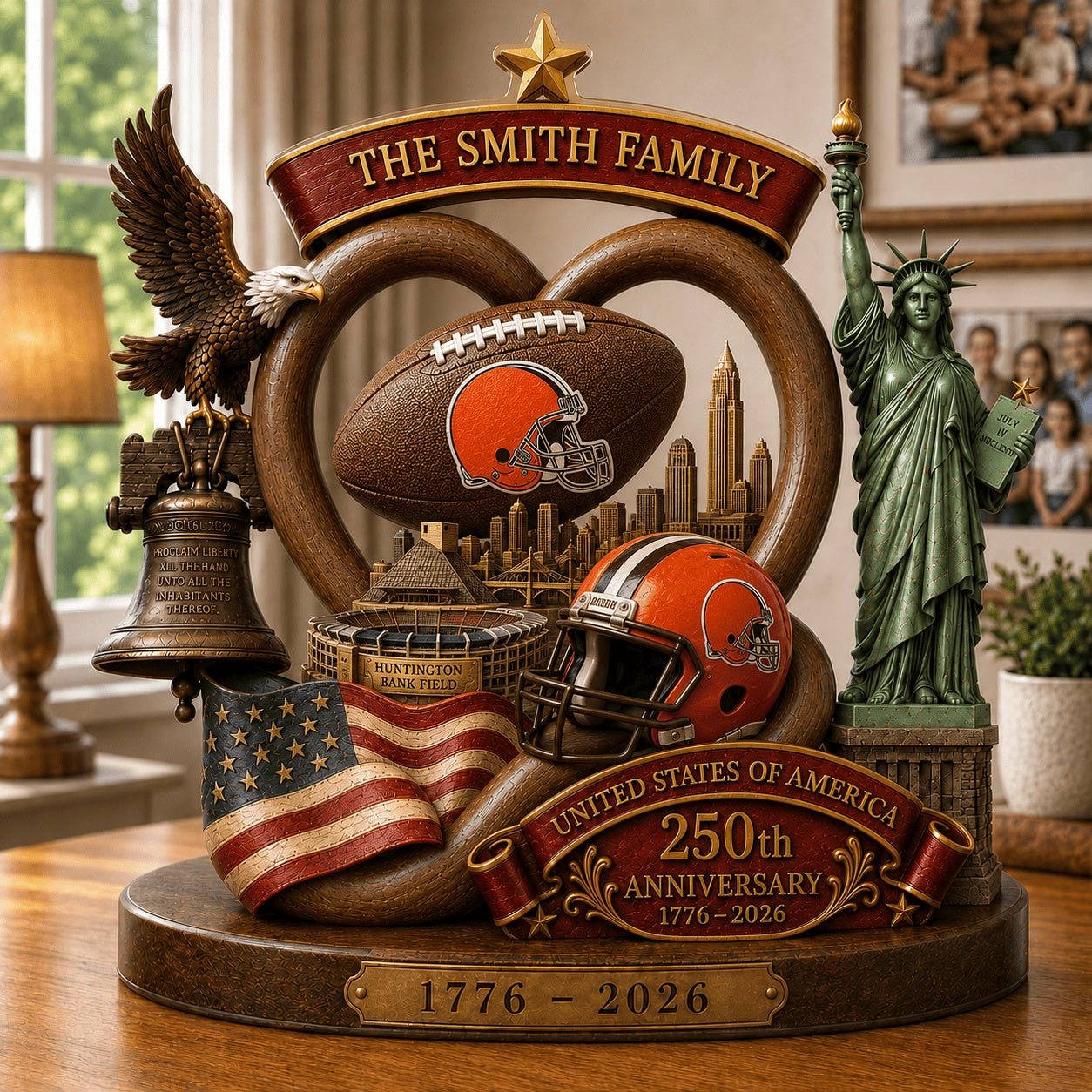 PREMIUM NFL X CLE Team Mix 250th Anniversary Acrylic Block Plaque Custom Name  120626