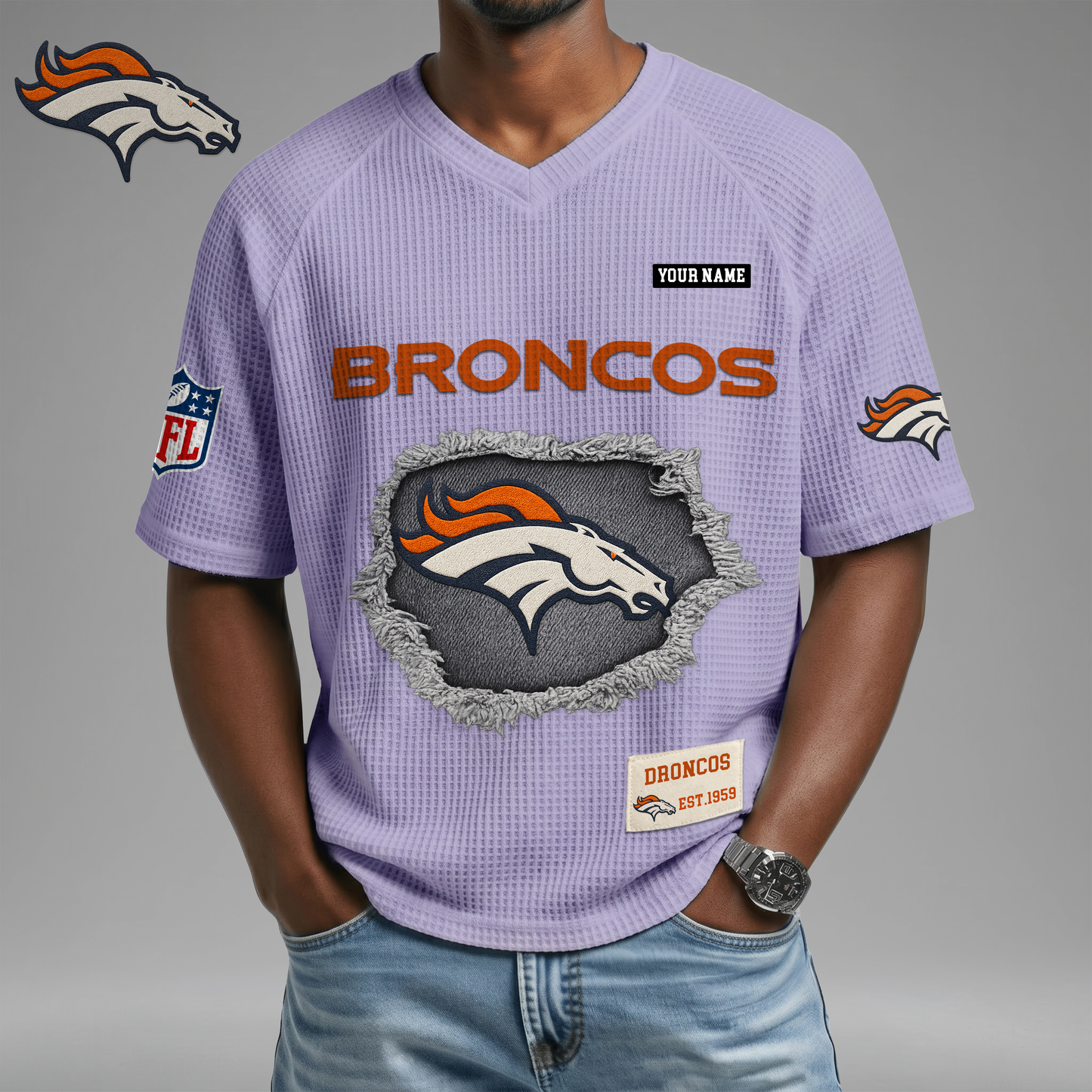 PREMIUM NFL X DB Game Day Waffle V-neck T-shirt 110626