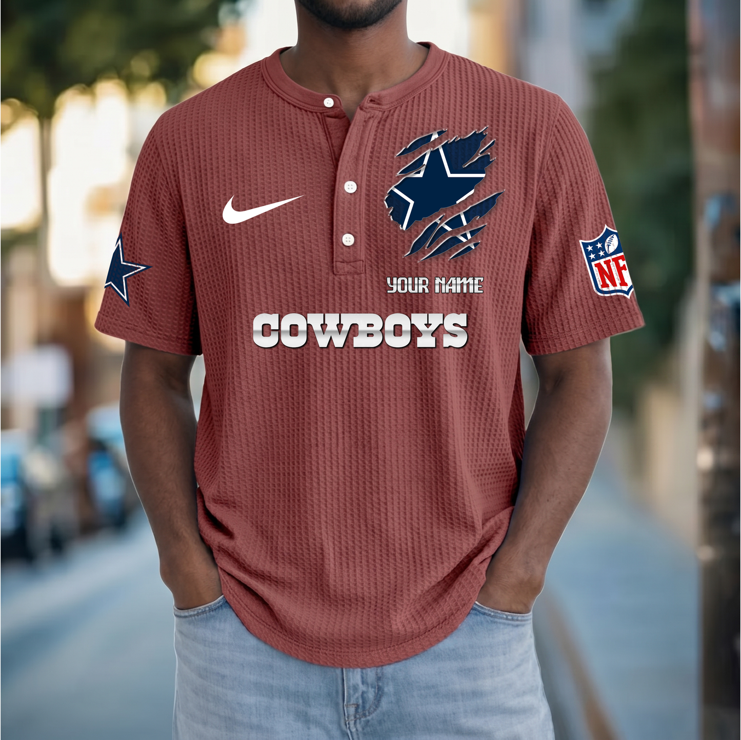 PREMIUM NFL  X  DC Crew neck button Henry Shirt Limited Editions NDT VHM 230426