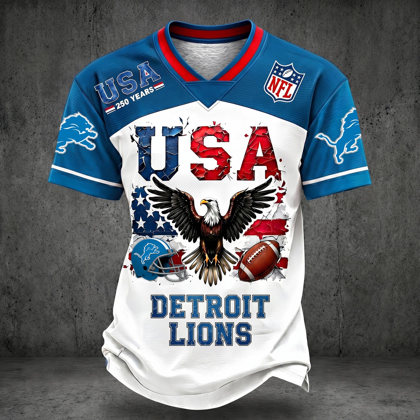 PREMIUM NFL X DET LUXURY V-Neck 250 Years Of T- Shirt 160626