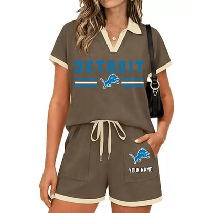 PREMIUM NFL X DET Retro Athletic Contrast Polo Set FOR SUMMER HOLIDAY NDT NHM 100626