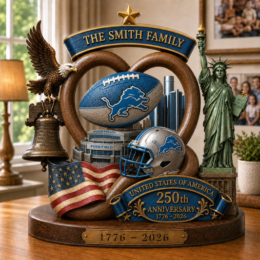 PREMIUM NFL X DET Team Mix 250th Anniversary Acrylic Block Plaque Custom Name  120626