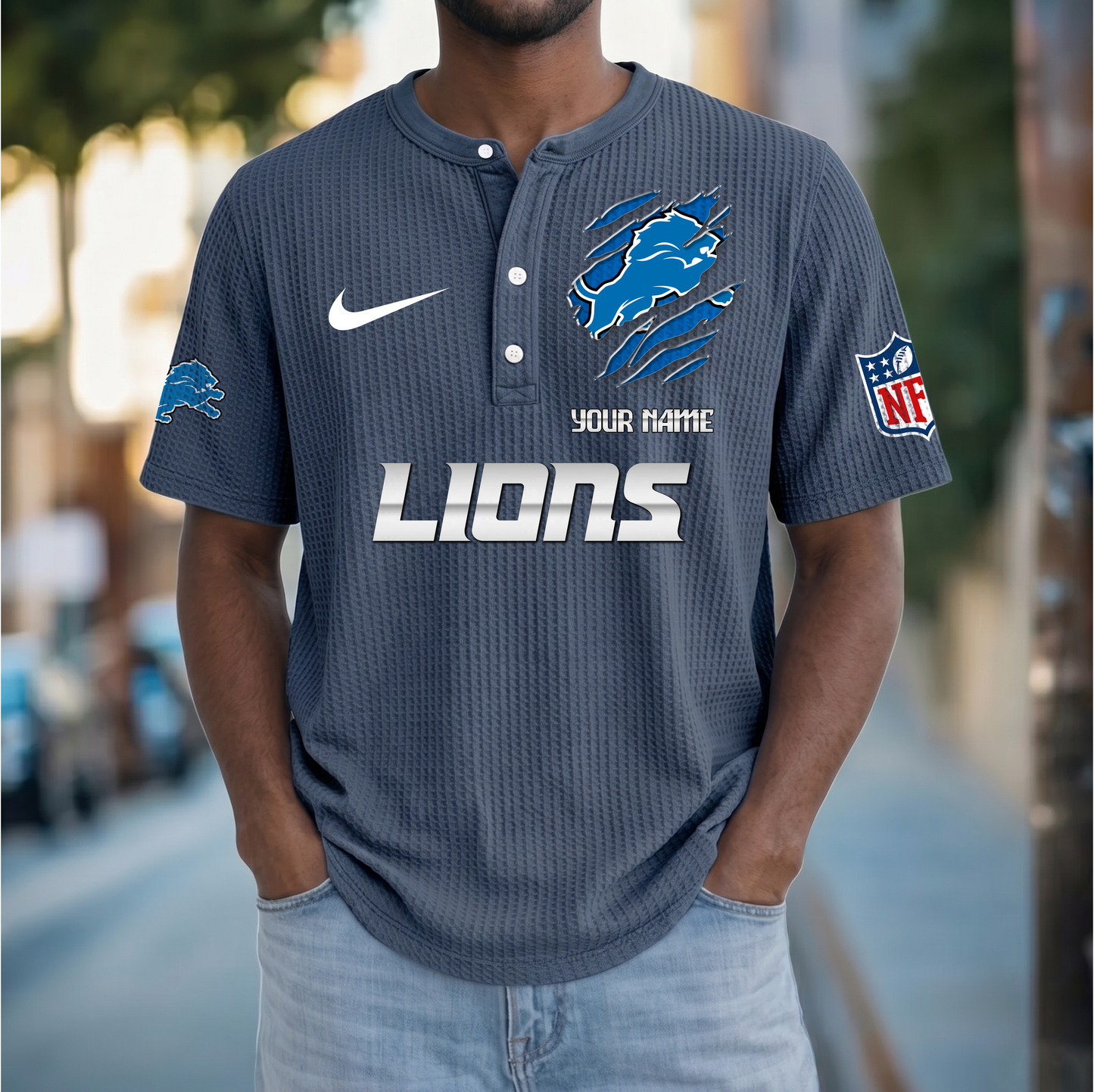 PREMIUM NFL  X  DL Crew neck button Henry Shirt Limited Editions NDT VHM 230426